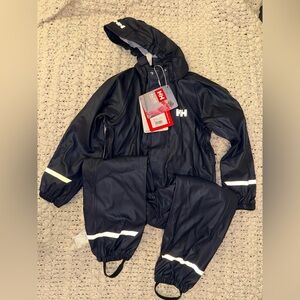 Helly Hansen Navy Rain Suit with Reflective Accents